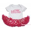 White Baby Bodysuit Hot Pink White Flower Pettiskirt & Princess Print JS4635